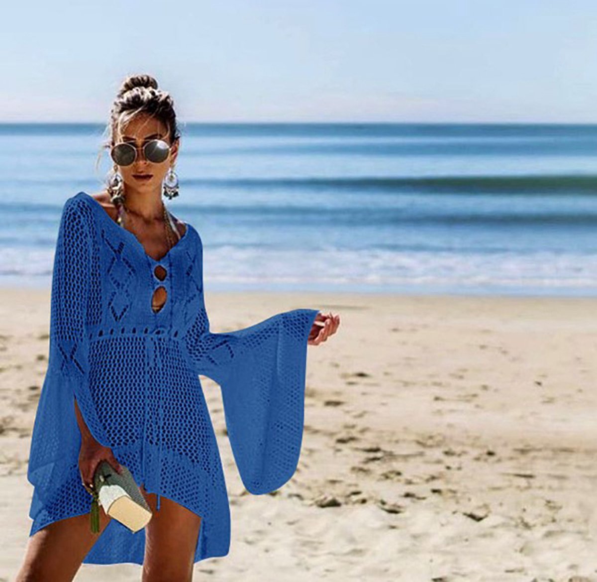 Strandjurkje - Bikini cover up - Gehaakt jurkje - Beach dress - DBlauw — afbeelding 2