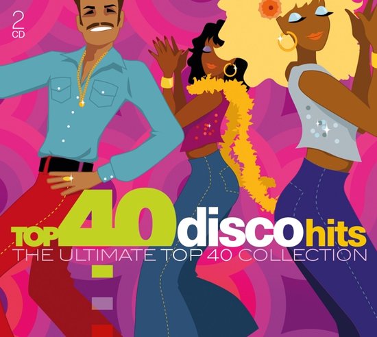 Albumhoes met 3 dansende discosterren, waarvan 2 vrouwen met afro, en tekst 'TOP 40 DISCO HITS'.
