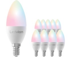 Ledvion – 10X Smart RGB+CCT E14 LED Lamp – 5W – 470L – Wifi-lamp – Dimbaar – Alexa & Google Home