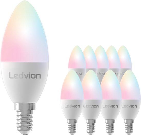 Ledvion Smart RGB+CCT E14 LED Lamp - Wifi - Dimbaar - 5W - 10 Pack