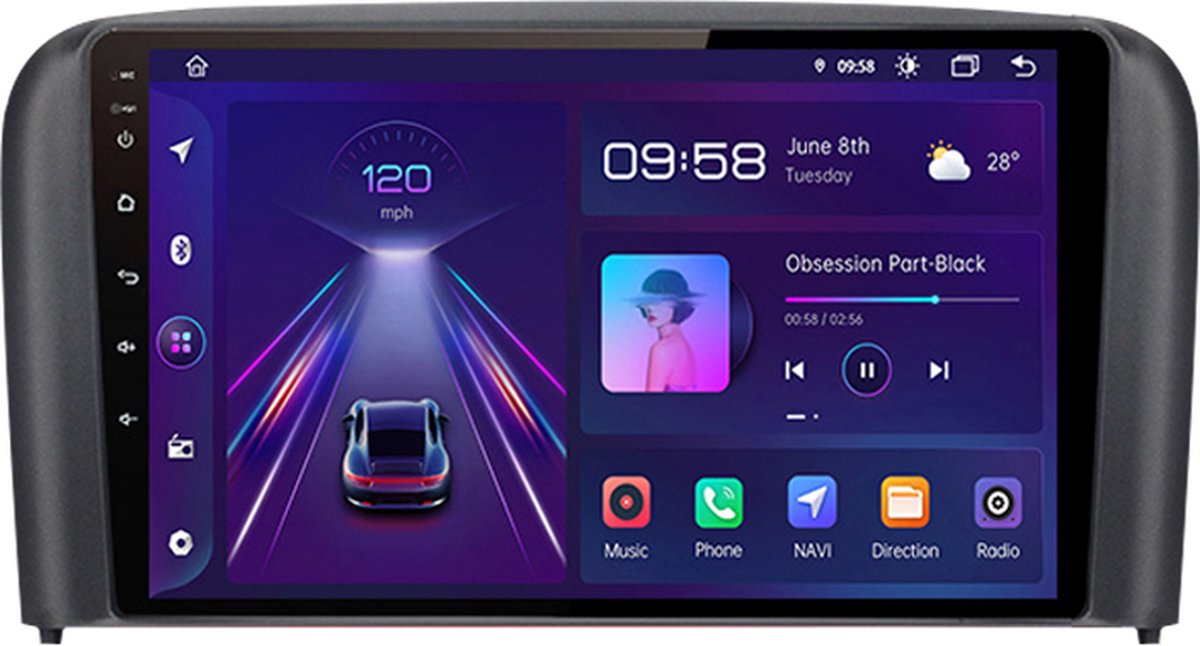 Navigatiesysteem auto met scherm - autoradio geschikt voor CarPlay en Android auto - bluetooth radio - geschikt voor Volvo S80 1999-2006