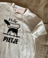 T-shirt Help Piet - Help Piet - Sint and Piet - Shirt Wit, print Zwart - Taille 2 ans