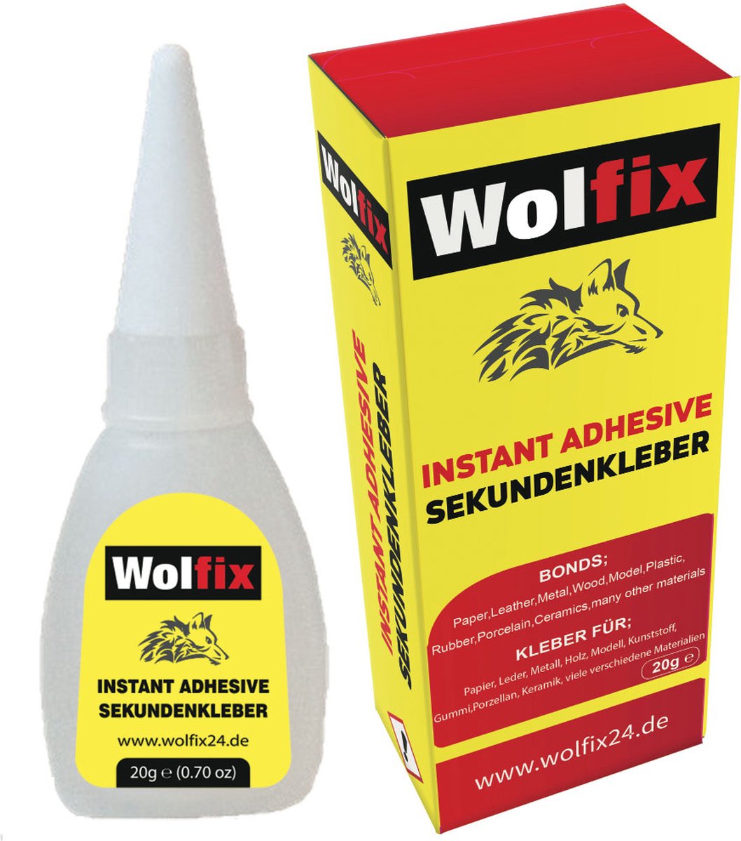 Wolfix Secondelijm | Turbolijm | 20 gr | Transparant | Snel en Sterk | Universal lijm