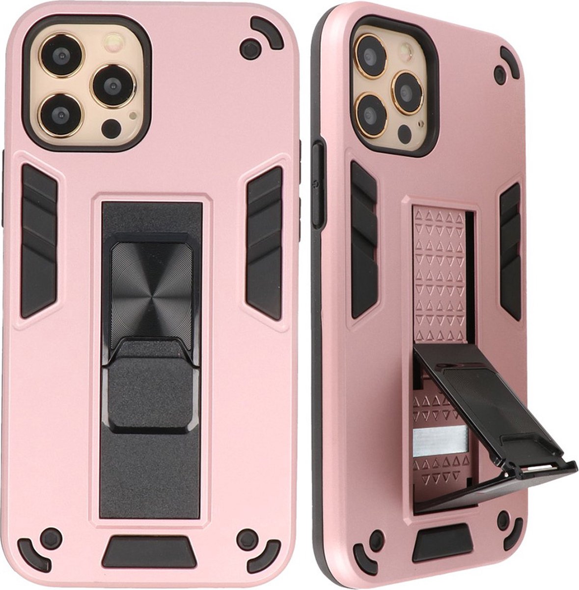 Hoesje Stand Hardcase Back Cover Color Roze geschikt voor Iphone 12 Pro Max