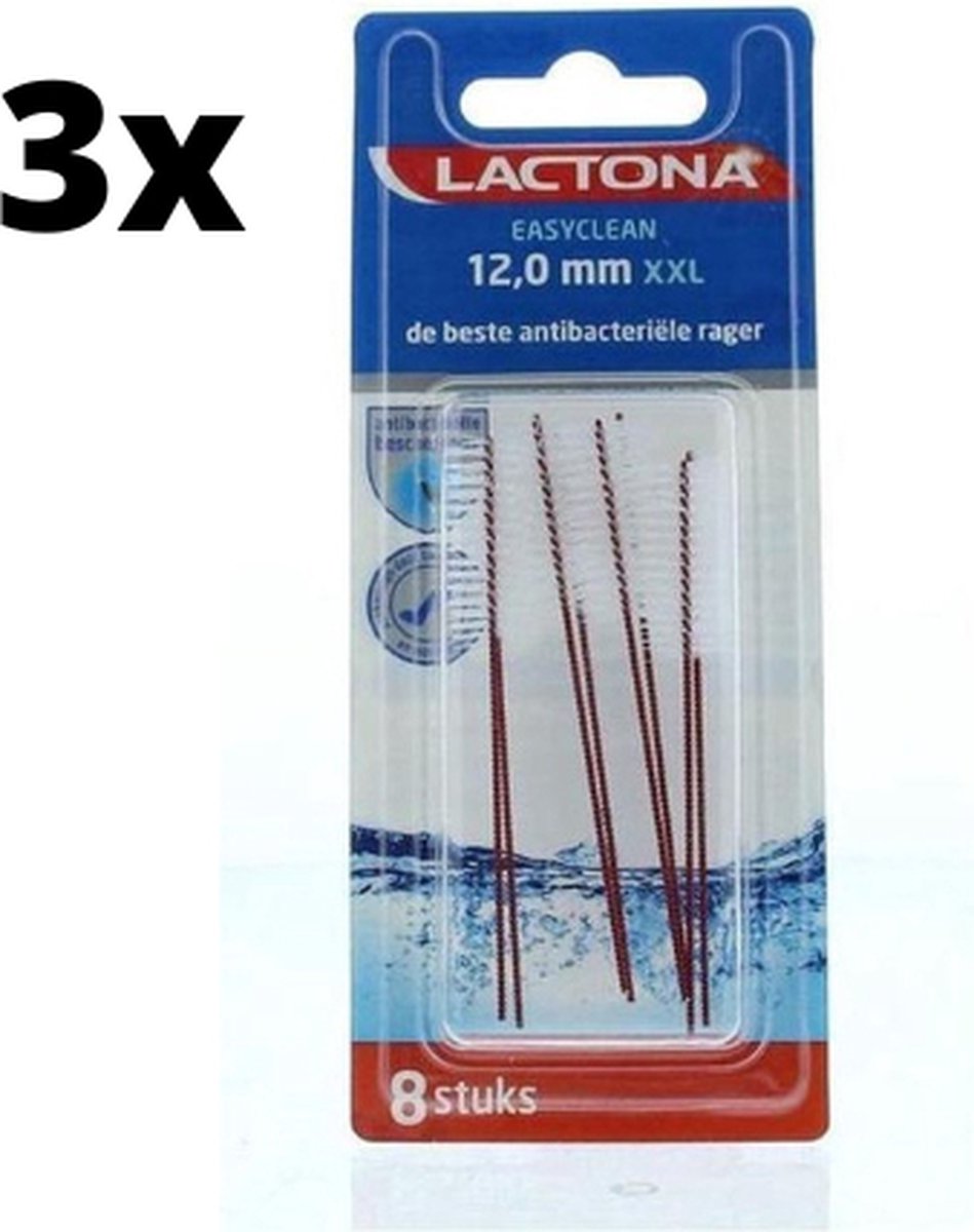 Goedkoopste Lactona Ragers EasyClean XXL 12.0mm Donkerrood - 3 x 8 stuks - Voordeelverpakking