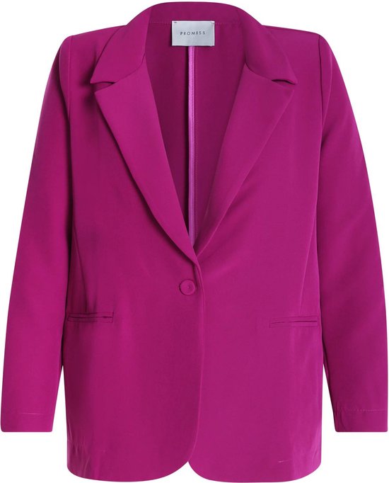 Yming Damesblazer met lange mouwen, open korte blazer, effen, revers-jas Yming Damesblazer met lange mouwen, open korte blazer, effen, revers-jas