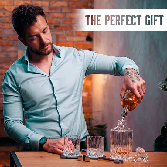 Geschenken voor mannen vader, Kollea Pistool Whiskey karaf set-Beperkte editie, karaf met kogelshotglas, cool verjaardagsgeschenk voor hem, echtgenoot, militair cadeau voor thuis in de bar