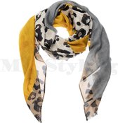Sjaal Binnen Shawl panterprint panter - katoen viscose - geel