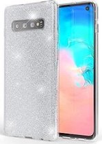 Samsung S10 Siliconen Glitter Hoesje Zilver