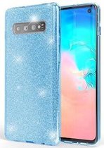 Samsung S10 Siliconen Glitter Hoesje Blauw