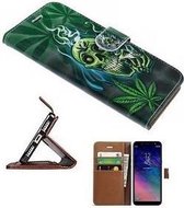 Samsung A6 2018 Hoesje Wallet Case Cannabis