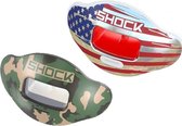Shock Doctor 2 Pack Shields | kleur Chrome Red Flag / Woodland Camo | mondbeschermer, opzetstuk, schild | geschikt voor meerdere sporten | American football