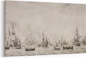 Schilderij - De zeeslag tegen de Spaanse Armada bij Duins — 90x60 cm