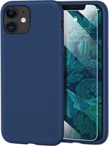 Siliconen Hoesje Backcover Donker blauw + Tempered Glas Geschikt voor: iPhone 12 Pro Max