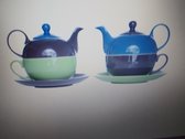 Teaset-teapot+cup 17x11x14cm 2assgrey-blue Green