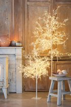 J-Line Kerstboom blaadjes - wit & glitters - 180 cm - LED lichtjes - kerstversiering voor binnen