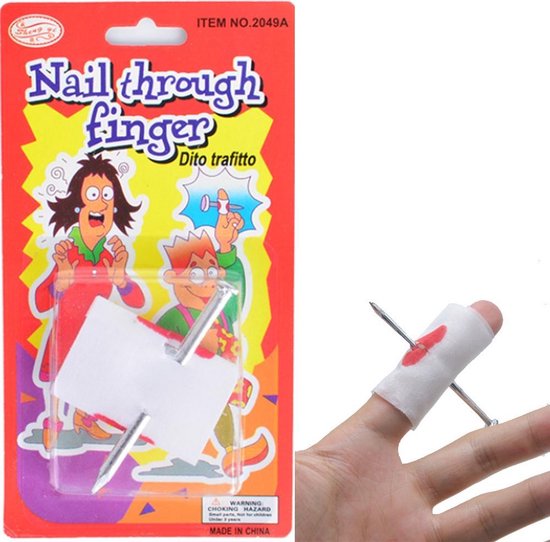 Nail through Finger Prank - Article de blague Enfant - Plâtre avec