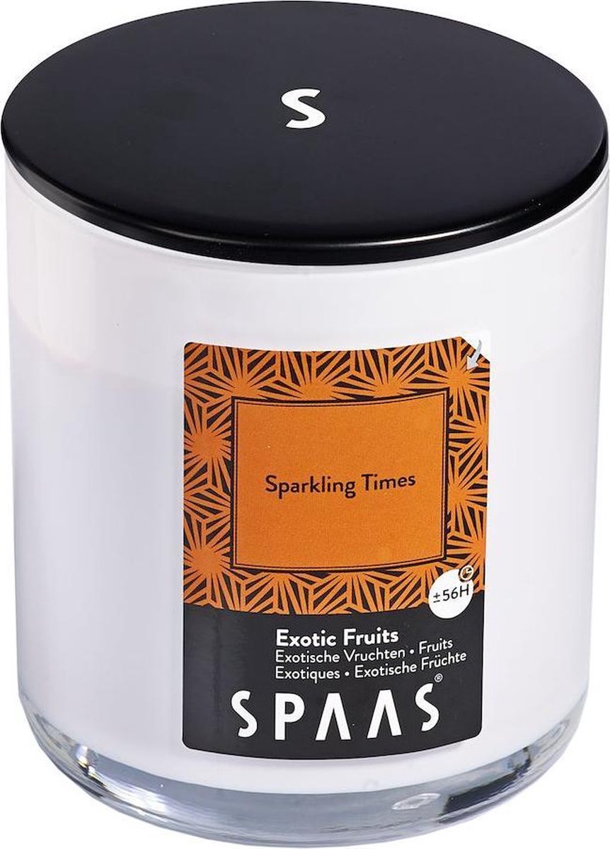 SPAAS Geurkaars in glas met aluminium deksel, ± 56 uur - Sparkling times - exotische vruchten