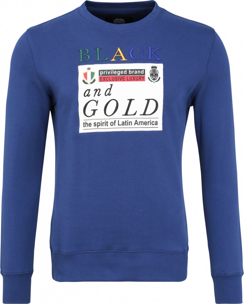 Black And Gold sweater NINETOS blauw MAAT XXL