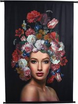 Groot fluwelen wandkleed Lady Flowers Velvet Multi 105 X 136 cm