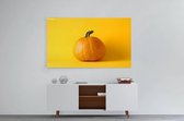 Schilderij - Pumpkin on yellow background — 90x60 cm