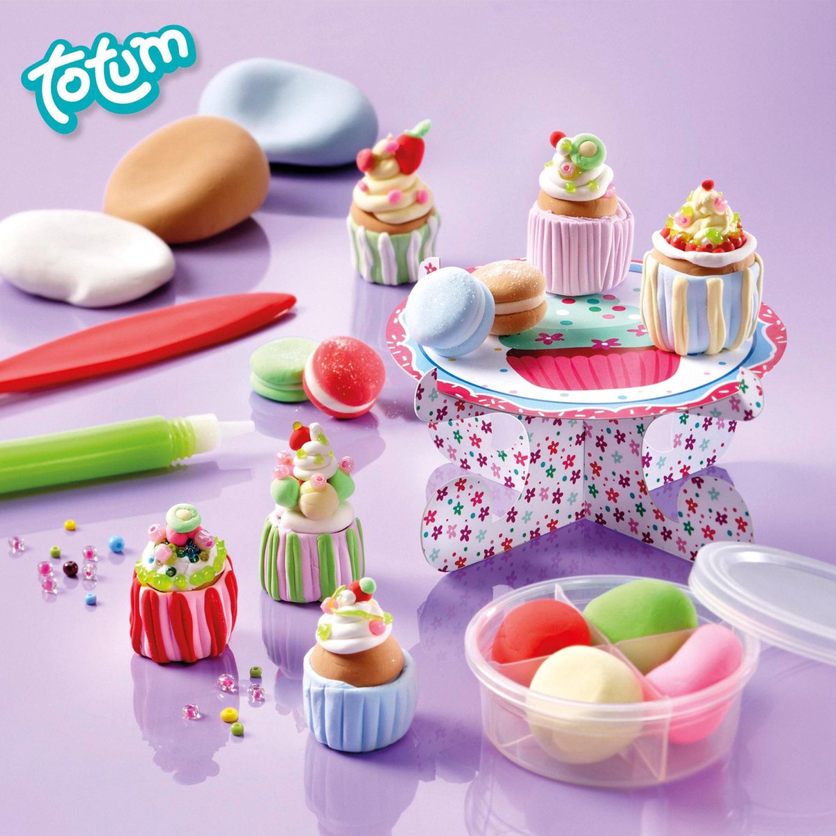Totum Cupcake Factory knutselkoffer bakkerij - creatief speelgoed cupcakes en macarons foam dough — afbeelding 7