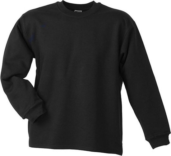 James and Nicholson Unisex Open Hem Sweatshirt (Zwart)