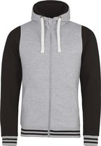 Awdis Gewoon Hoods Volwassenen Unisex Urban Varsity Full Zip Hoodie (Heide Grijs/Jet Zwart)