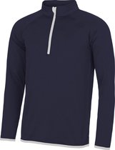 Awdis Gewoon Cool Mens Half Zip Sweatshirt (Franse marine / Arctisch Wit)