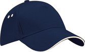 Beechfield Unisex Ultimate 5 Panel Contrast Baseball Cap met Sandwich Peak / Hoofddeksel (Franse marine)