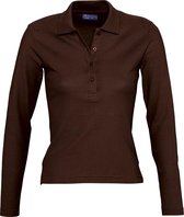 SOLS Dames/dames Podium Lange Mouw Pique Katoenen Polo Shirt (Chocolade)