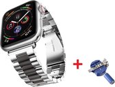Luxe Metalen Armband Geschikt Voor Apple Watch Series 1/2/3/4/5/6/SE 38/40 mm Horloge Bandje - iWatch Schakel Polsband Strap RVS - Met Horlogeband Inkorter - Stainless Steel Watch