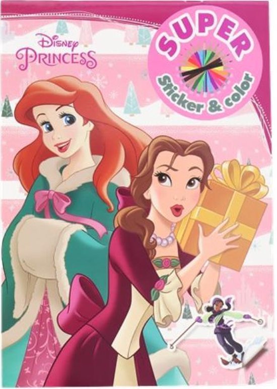 kleurboek disney princess kerst met stickers vol met princess