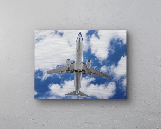 KLM Boeing 737-800 Belly shot Aluminium print - 40cm x 30cm - inclusief ophangplaatjes - luchtvaart muurdecoratie
