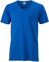 James and Nicholson Heren Slim Fit V Hals T-Shirt (Kobaltblauw)
