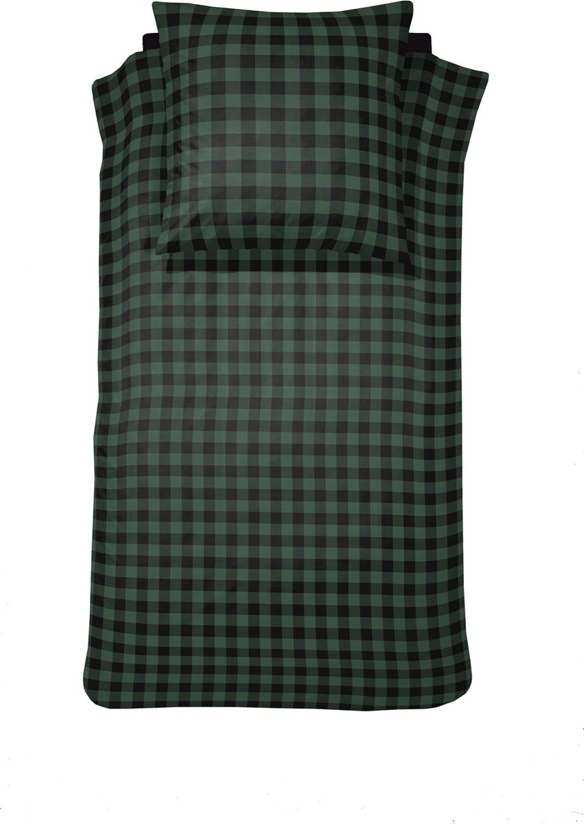 Damai Timber 1-persoons dekbedovertrekset 135x200cm flanel groen + 1 kussensloop 60x70