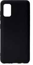 Siliconen back cover case - Geschikt voor Samsung Galaxy A41 hoesje - zwart