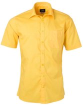 James and Nicholson Herenshort Poplin Shirt met korte mouwen (Geel)