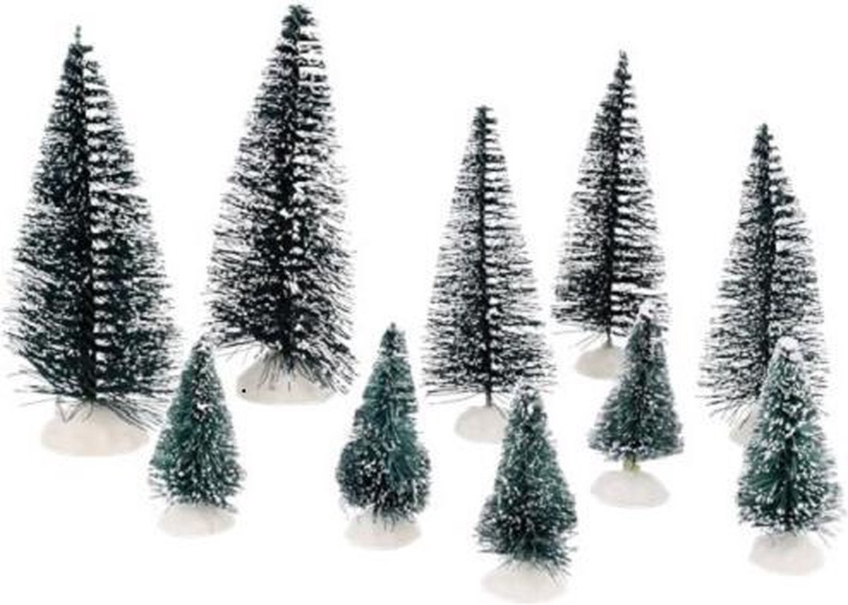 Totally Christmas | Kerstboompjes | 10 Stuks | Kerstdorp | Diorama | Modelbouw