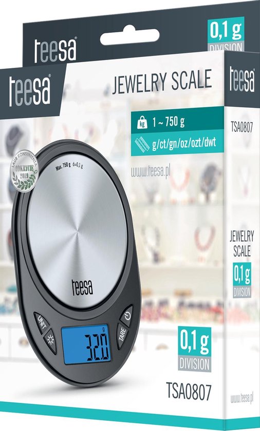 Teesa TSA0807 - Balance numérique de précision, acier inoxydable / noir