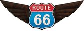 Signs-USA - Route 66 Wings - metalen wandbord in verweerde uitvoering met roest - 79 x 3 x 28 cm