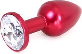 Aluminium Buttplug Red with Clear Gem | Kiotos Steel
