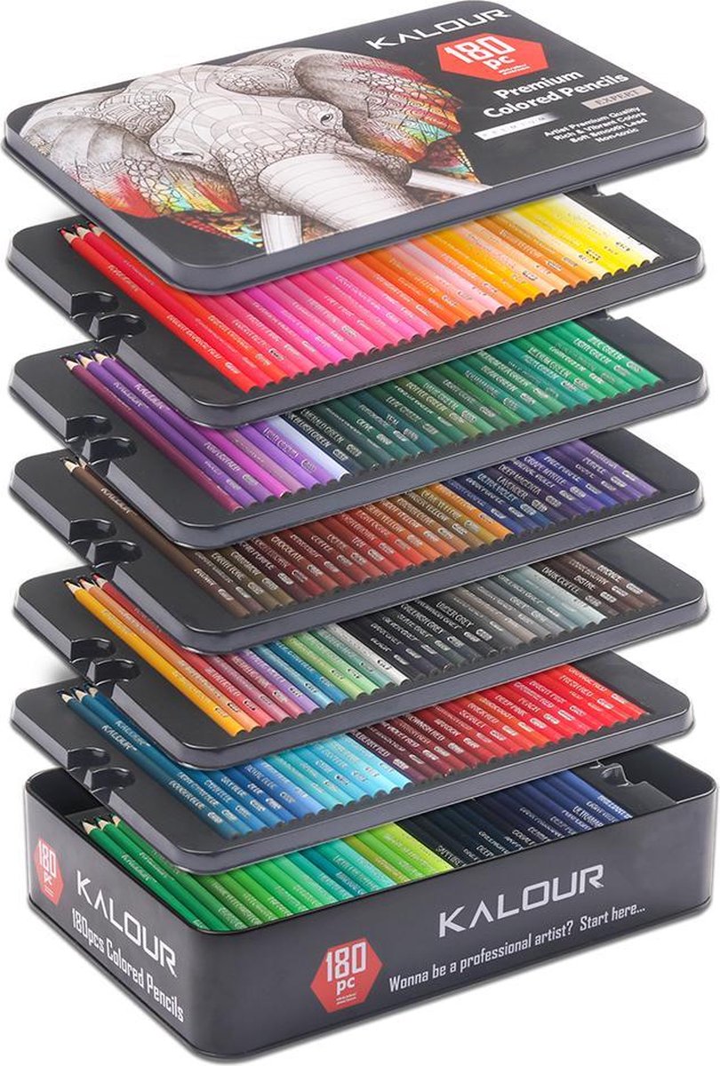 Kleurpotloden voor Volwassenen en Kinderen - 180 Stuks – Professioneel Tekenset - Uitgebreide Art Set - Met Kleurcodes — afbeelding 3