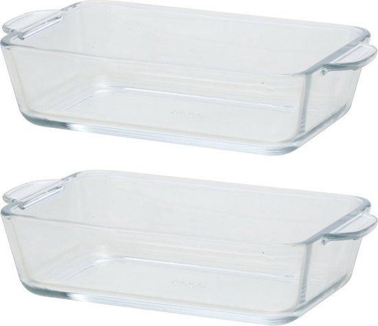 4x Rechthoekige glazen mini ovenschalen 500 ml 20 x 11 x 5 cm - Ovenschotel schalen - Serveerschalen