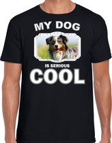 Australische herder honden t-shirt my dog is serious cool zwart - heren - Australische herders liefhebber cadeau shirt XL