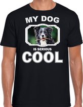 Border collie  honden t-shirt my dog is serious cool zwart - heren - Border collies liefhebber cadeau shirt XL