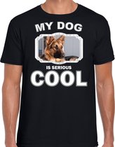 Duitse herder honden t-shirt my dog is serious cool zwart - heren - Duitse herders liefhebber cadeau shirt 2XL