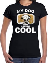 Dalmatier honden t-shirt my dog is serious cool zwart - dames - Dalmatiers liefhebber cadeau shirt L