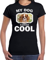 Charles spaniel honden t-shirt my dog is serious cool zwart - dames - Cavalier king charles-spaniels liefhebber cadeau shirt L