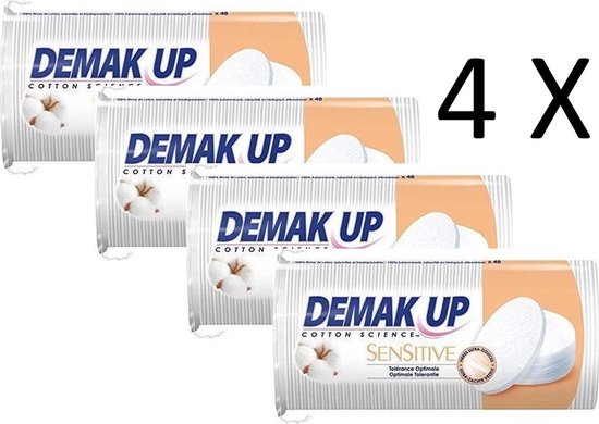 Demak'up Cotton Pads Sensitive - 4 paquets de 48 pièces | bol.com